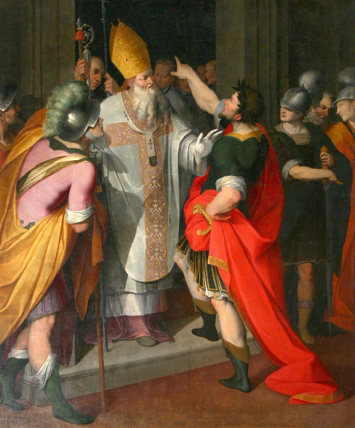 Sant'Ambrogio impedisce all'imperatore Teodosio I di entrare nella Basilica dopo il massacro di Tessalonica - Basilica di sant'Ambrogio, Milano
